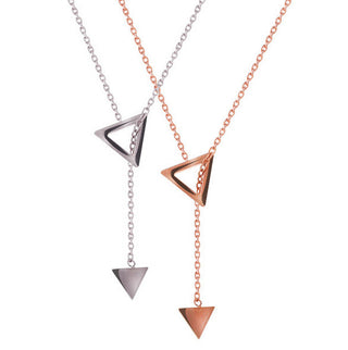 Sterling Silver Lariat Geomteric Pendant Necklace