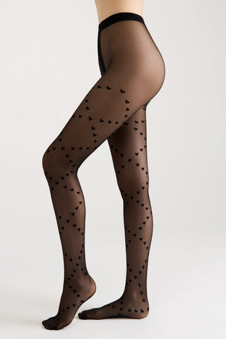Fantasy Tights Conte Dolce Vita - Hearts With Lace-Up Imitation - By Baano