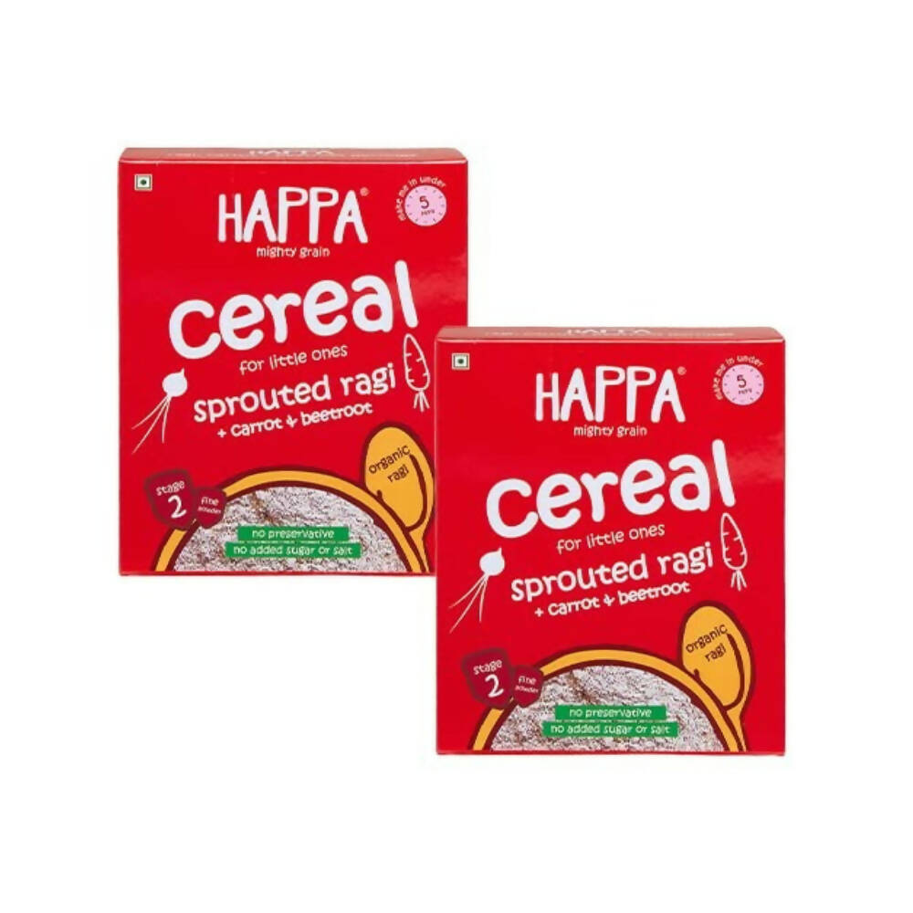 Happa Organic Baby Food Sprouted Ragi, Carrot and Beetroot Porridge Mix