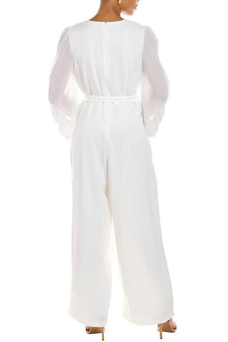 Donna Ricco Surplice - Neck Balloon - Sleeve Jumpsuit - Glamourous Grace