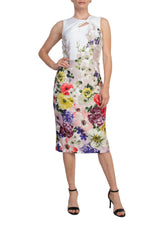 Donna Ricco Asymmetric Twist-Neck Sleeveless Zip Closure Scuba Sheath Dress