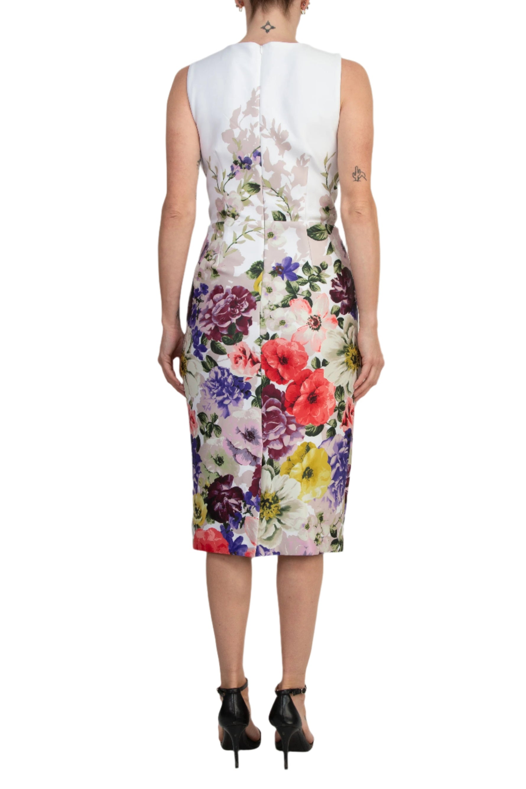 Donna Ricco Asymmetric Twist-Neck Sleeveless Zip Closure Scuba Sheath Dress