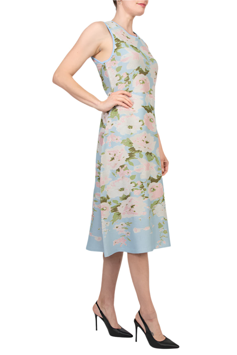 Donna Ricco Scoop Neckline Sleeveless Pullover Knit Floral Midi Dress