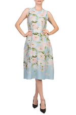 Donna Ricco Scoop Neckline Sleeveless Pullover Knit Floral Midi Dress