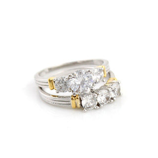4.20 CTTW Genuine Crystal Two Piece engagement Ring Set