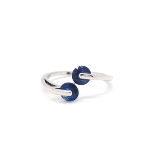 Two Stone Floating Sapphire Ring in Rhodium