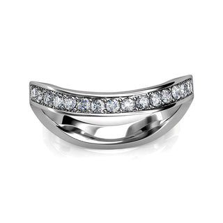 Ocean Wave Studded Swarovski Crystal Ring in 18K White Gold