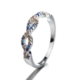 Sterling Silver Braided Multi-Colored Ring with Swarovski crystals