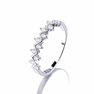 Sterling Silver Two Row Zig Zag Ring with Swarovski Crystals