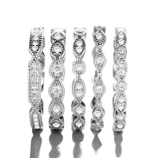 18K White Gold Infinity Band Set With Swarovski Crystals