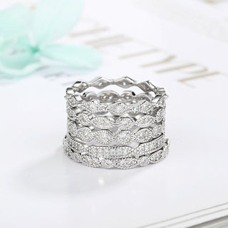 18K White Gold Infinity Band Set With Swarovski Crystals