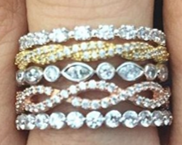 14K Gold Five-Piece Stack Pavé Band Set with Crystals