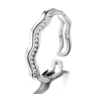 Stackable Sterling Silver Adjustable Ring with Swarovski Crystals