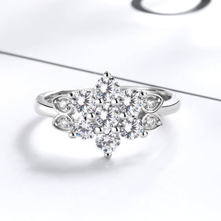 Silver-Tone Flower Ring with crystals from Swarovski