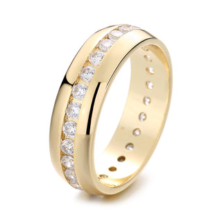 Amy and Annette 14K Gold Channel Set Eternity Band Ring with Crystals
