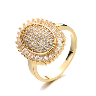 14k Gold-Plated And Sterling Silver Oval Starburst Ring with Swarovski Crystals