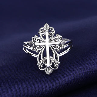 Sterling Silver Filigree Cross Ring