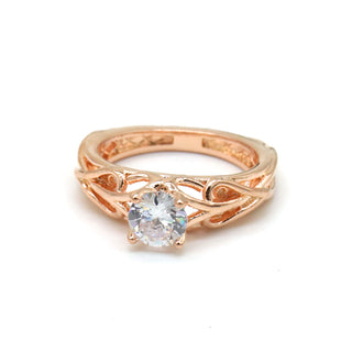 14k Rose Gold Filigree Engagement Ring with crystals from Swarovski