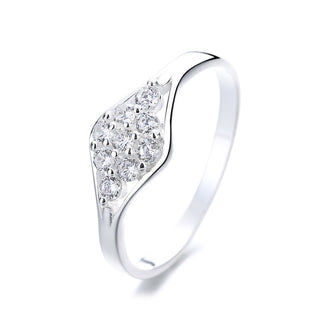 Sterling Silver Geometric Ring with crystals from Swarovski