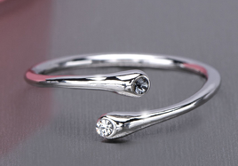 Sterling Silver Adjustable Band with Crystals