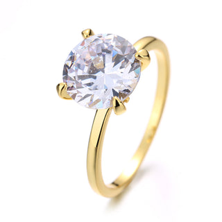 14K Gold and Sterling Silver Round Prong-Set Ring with 4.00 CTTW Brilliant Cut Simulated Diamond