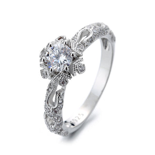 Sterling Silver Vintage Engagement Ring with crystals from Swarovski