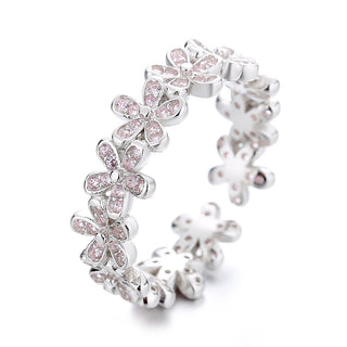 Sterling Silver Floral Adjustable Ring with crystals from Swarovski