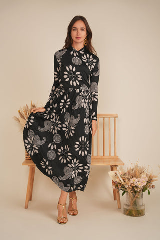 Printed Pleated Wrap Dress - By Baano