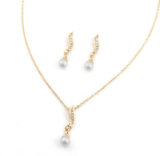 Cultured Pearl Drop Earrings and Necklace Set in 14K Rose