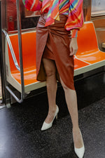 CHOOSE US LEATHER MIDI SKIRT - By Baano