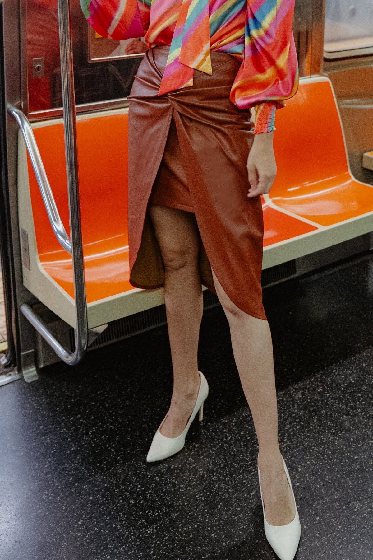 CHOOSE US LEATHER MIDI SKIRT - By Baano