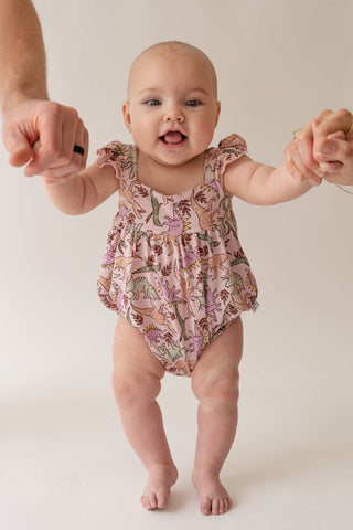 Pink Dino Bubble Romper - By Baano
