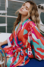 CANCUN GETAWAY SATIN MIDI KIMONO - By Baano
