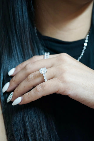 2.5ct Elongated Cushion Cut Eternity Engagement Ring Ring Deluxe Fine Jewelry