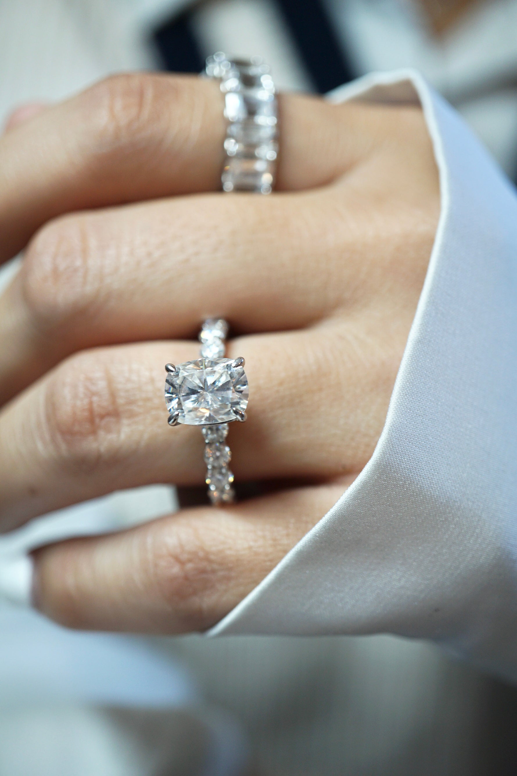 2.5ct Elongated Cushion Cut Eternity Engagement Ring Ring Deluxe Fine Jewelry