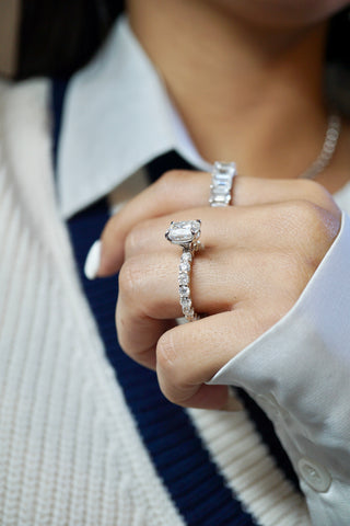 2.5ct Elongated Cushion Cut Eternity Engagement Ring Ring Deluxe Fine Jewelry