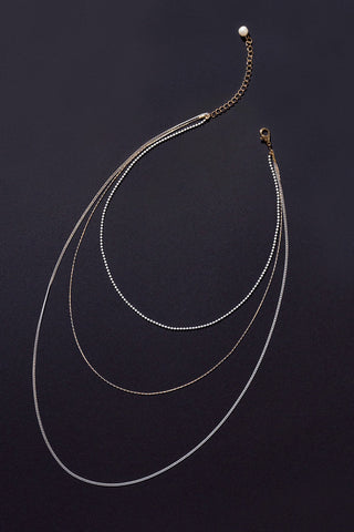 3 CHAIN LAYERD CHARM NECKLACE - By Baano