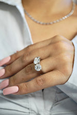 6.0ctw Three Stone Round Cut Moissanite Engagement Ring Ring Deluxe Fine Jewelry