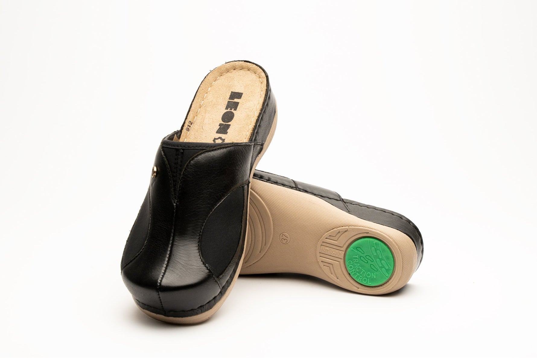 Aria I by LEON- Women’s Leather Clog- Twin Elastic Side Panels for Bunion Relief