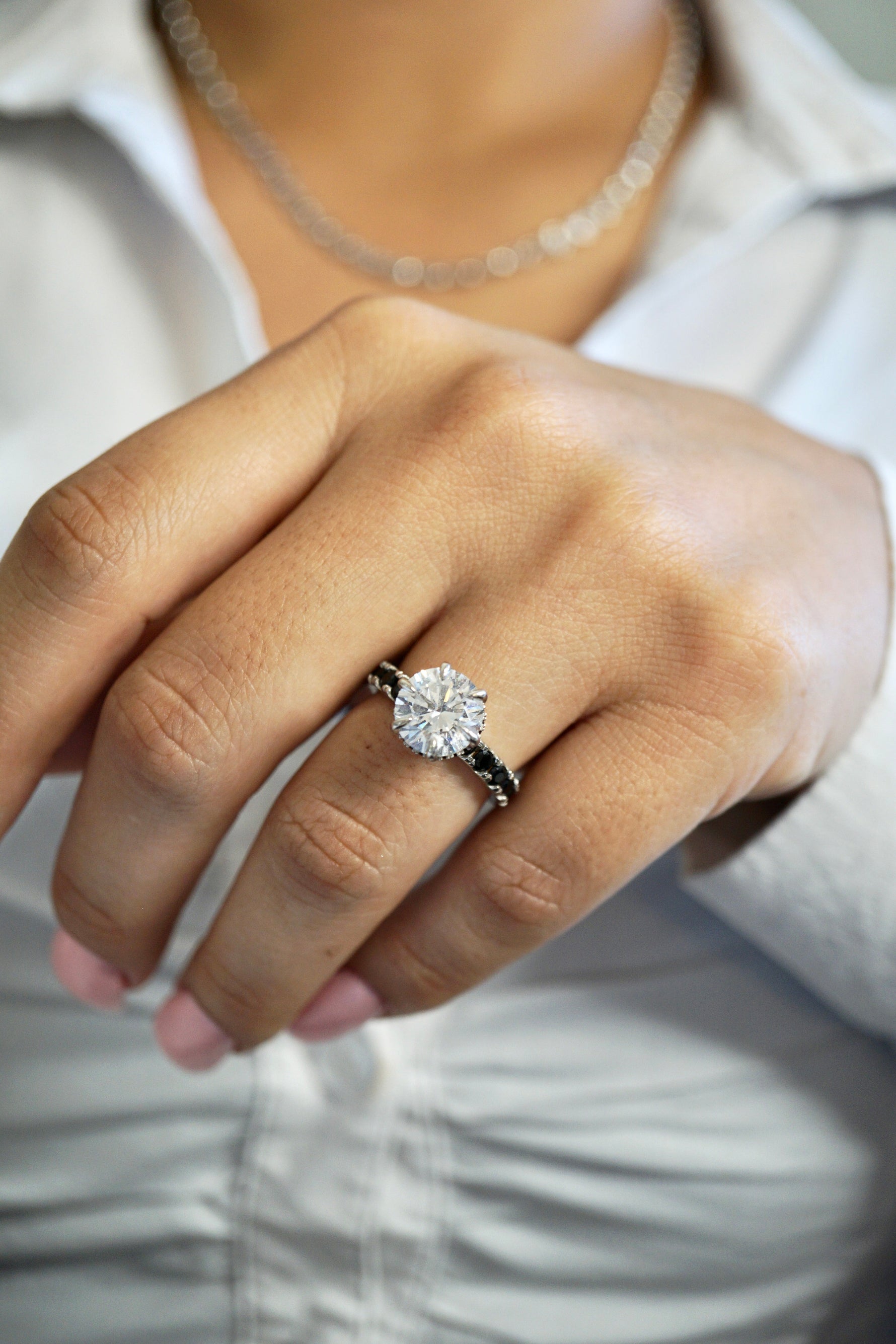 3.5ct Round Cut Moissanite Double Halo Engagement Ring Ring Deluxe Fine Jewelry