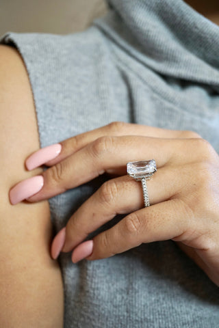 5.0ct Radiant Cut Moissanite Diamond Three Row Pavè Engagement Ring Ring Deluxe Fine Jewelry