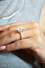 6.0ct Cuhsion Cut Moissanite Lab Diamond Accented Engagement Ring Ring Deluxe Fine Jewelry