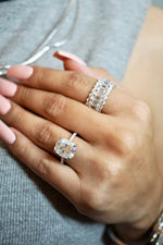 6.0ct Cuhsion Cut Moissanite Lab Diamond Accented Engagement Ring Ring Deluxe Fine Jewelry