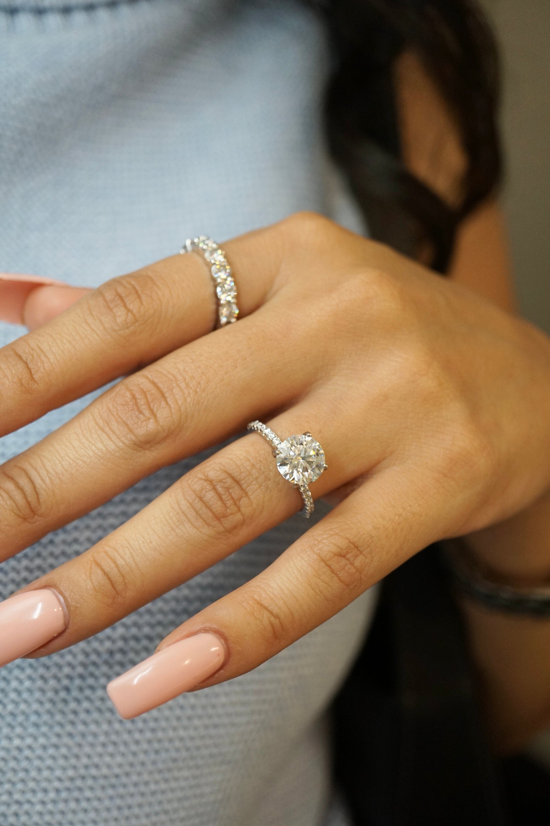 3.0ct Round Cut Moissanite Accented Engagement Ring Ring Deluxe Fine Jewelry