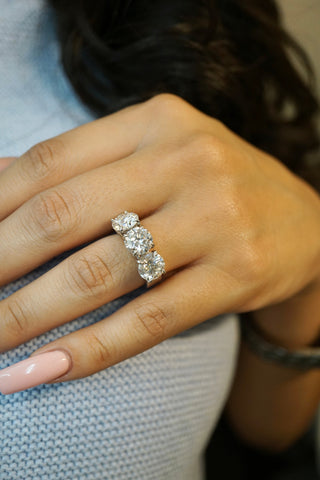 6.0ctw Three Stone Round Cut Moissanite Engagement Ring Ring Deluxe Fine Jewelry