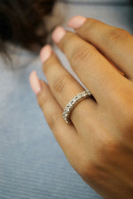 3mm Round Cut Moissanite Fishtail Set Eternity Band Ring Deluxe Fine Jewelry