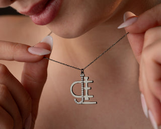 Anthracite Diamond Initial Necklace – Custom Name Jewelry in Exclusive Black Finish