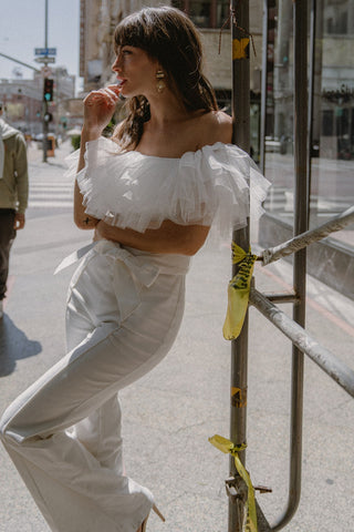 A POWER MOOD WHITE DENIM JUMPSUIT - By Baano
