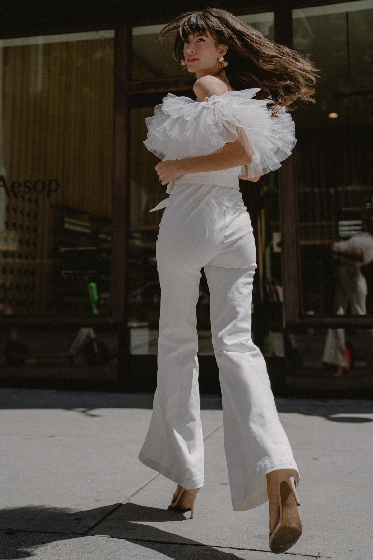 A POWER MOOD WHITE DENIM JUMPSUIT - By Baano