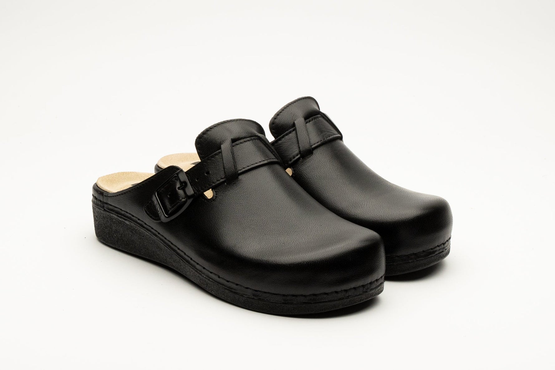 Nora I by LEON – Women’s Leather Clog- Removable Gel Insole & Adjustable Buckle
